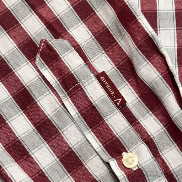 Florida State Seminoles Sz L Shirt Mens Red Check Button Up Long Sleeve Antigua - Picture 5 of 15